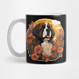 Saint Bernard Dog Flower Mug